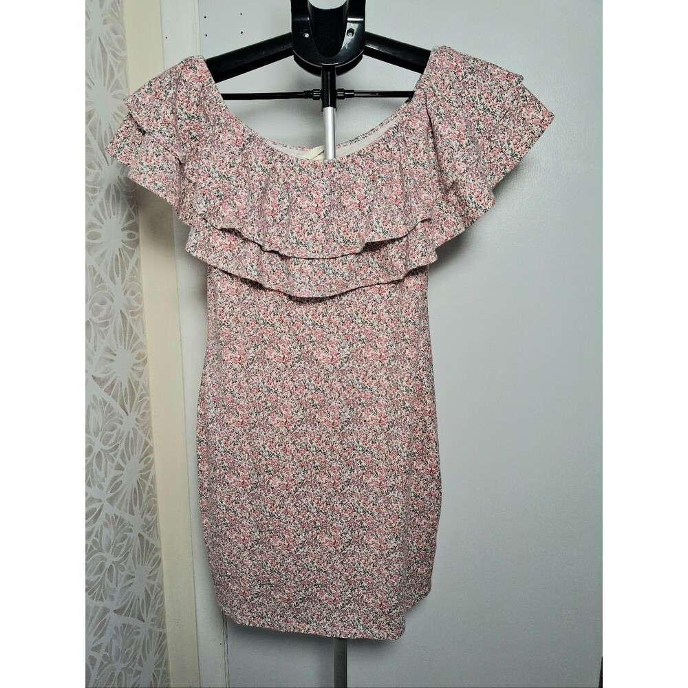 H&M Women's Dress Floral Off-Shoulder Flounce Stretch Mini Size Medium